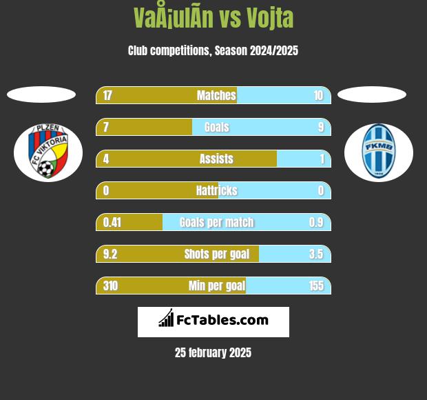 VaÅ¡ulÃ­n vs Vojta h2h player stats