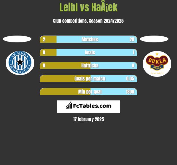 Leibl vs HaÅ¡ek h2h player stats