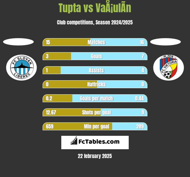 Tupta vs VaÅ¡ulÃ­n h2h player stats