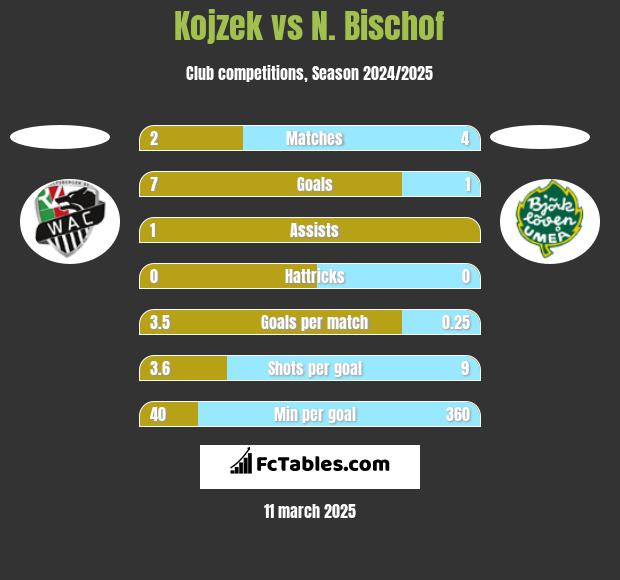 Kojzek vs N. Bischof h2h player stats