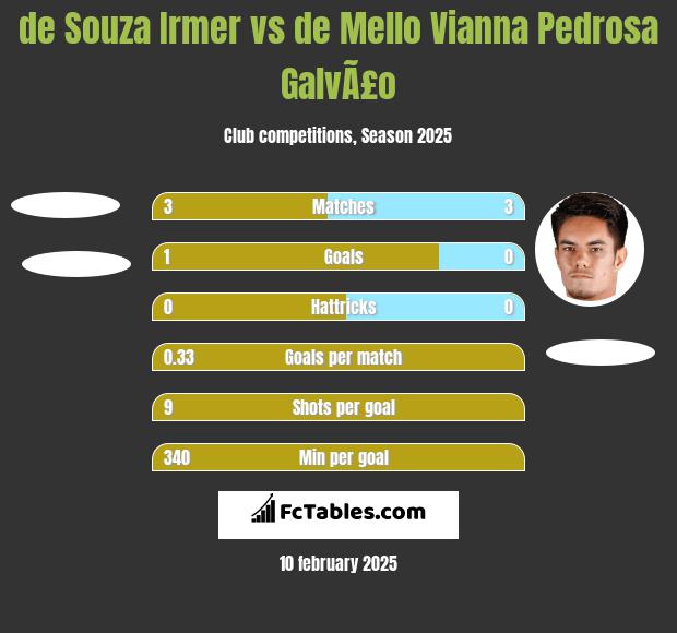 de Souza Irmer vs de Mello Vianna Pedrosa GalvÃ£o h2h player stats