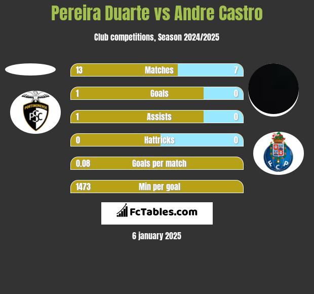 Pereira Duarte vs Andre Castro h2h player stats