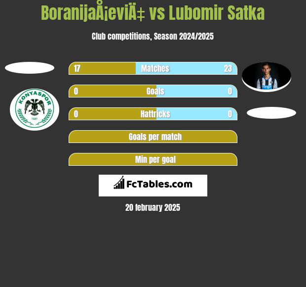 BoranijaÅ¡eviÄ‡ vs Lubomir Satka h2h player stats