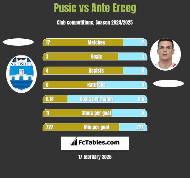 Pusic vs Ante Erceg h2h player stats