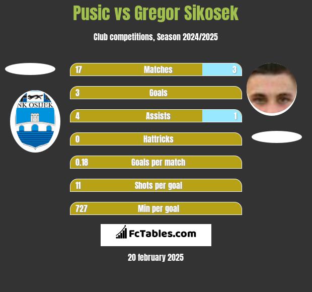 Pusic vs Gregor Sikosek h2h player stats