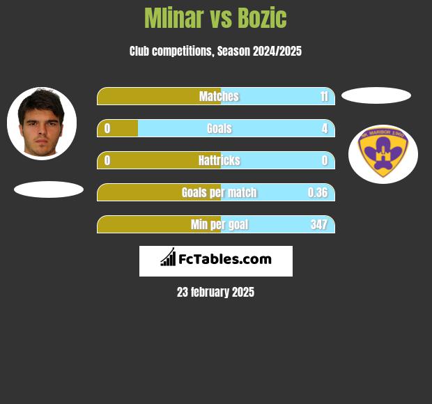 Mlinar vs Bozic h2h player stats