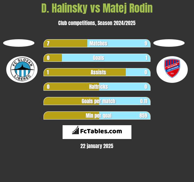 D. Halinsky vs Matej Rodin h2h player stats