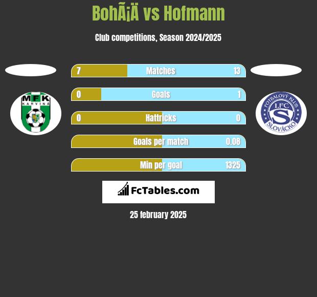 BohÃ¡Ä vs Hofmann h2h player stats