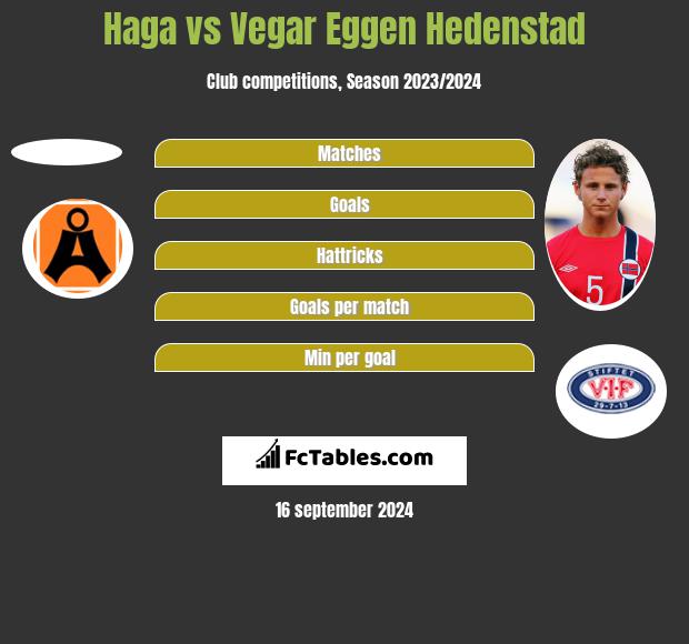 Haga vs Vegar Eggen Hedenstad h2h player stats