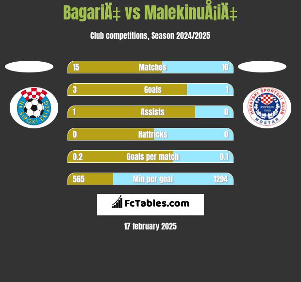 BagariÄ‡ vs MalekinuÅ¡iÄ‡ h2h player stats