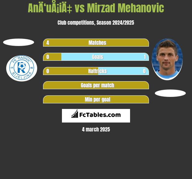 AnÄ‘uÅ¡iÄ‡ vs Mirzad Mehanovic h2h player stats