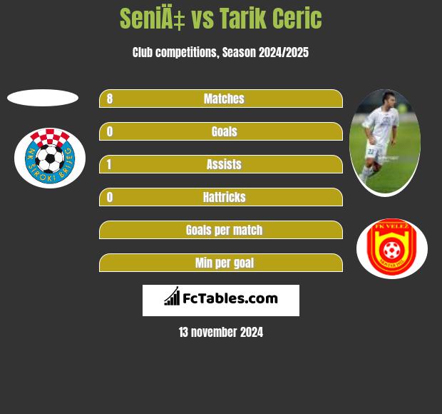 SeniÄ‡ vs Tarik Ceric h2h player stats