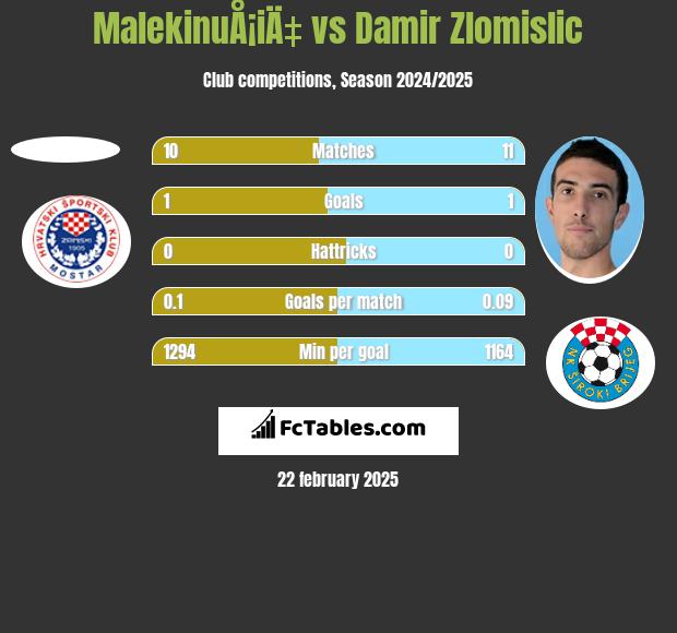 MalekinuÅ¡iÄ‡ vs Damir Zlomislic h2h player stats