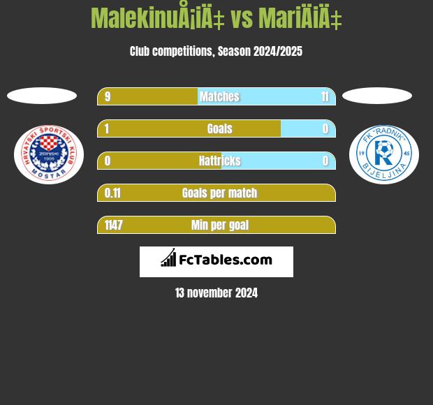 MalekinuÅ¡iÄ‡ vs MariÄiÄ‡ h2h player stats