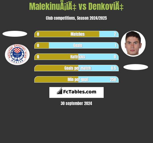 MalekinuÅ¡iÄ‡ vs DenkoviÄ‡ h2h player stats