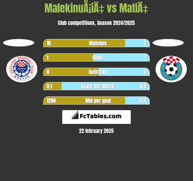 MalekinuÅ¡iÄ‡ vs MatiÄ‡ h2h player stats