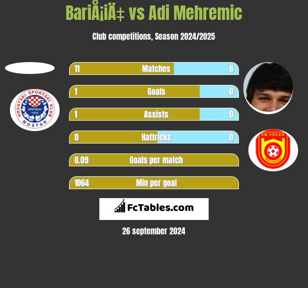 BariÅ¡iÄ‡ vs Adi Mehremic h2h player stats