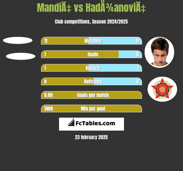 MandiÄ‡ vs HadÅ¾anoviÄ‡ h2h player stats