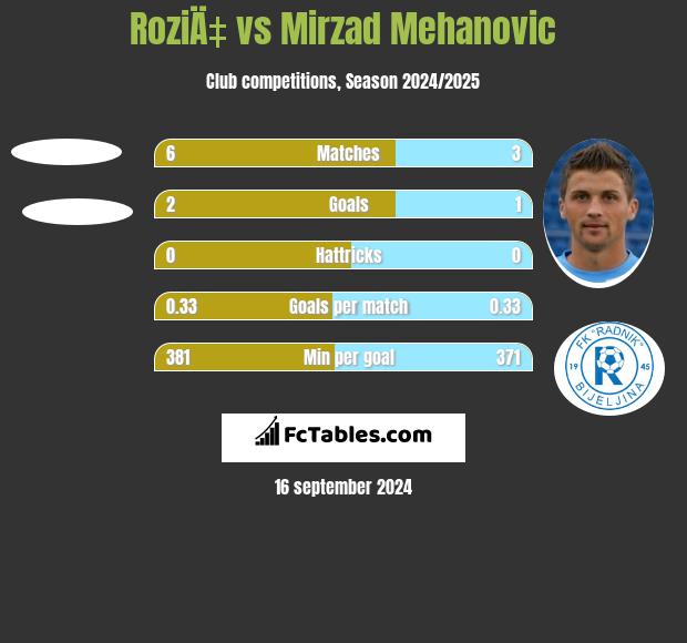 RoziÄ‡ vs Mirzad Mehanovic h2h player stats