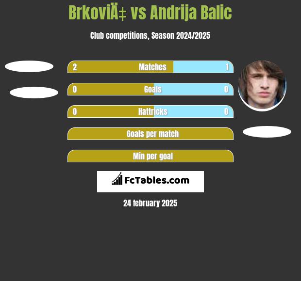 BrkoviÄ‡ vs Andrija Balic h2h player stats