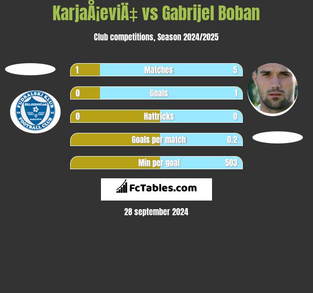 KarjaÅ¡eviÄ‡ vs Gabrijel Boban h2h player stats