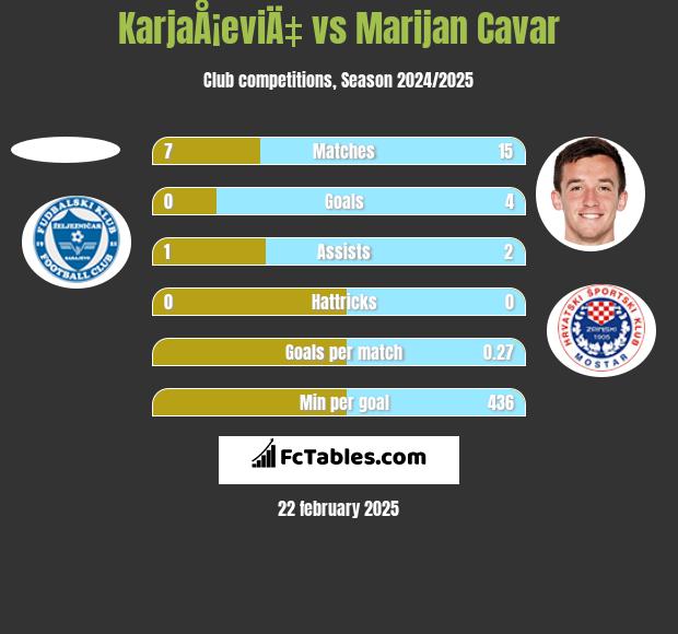 KarjaÅ¡eviÄ‡ vs Marijan Cavar h2h player stats