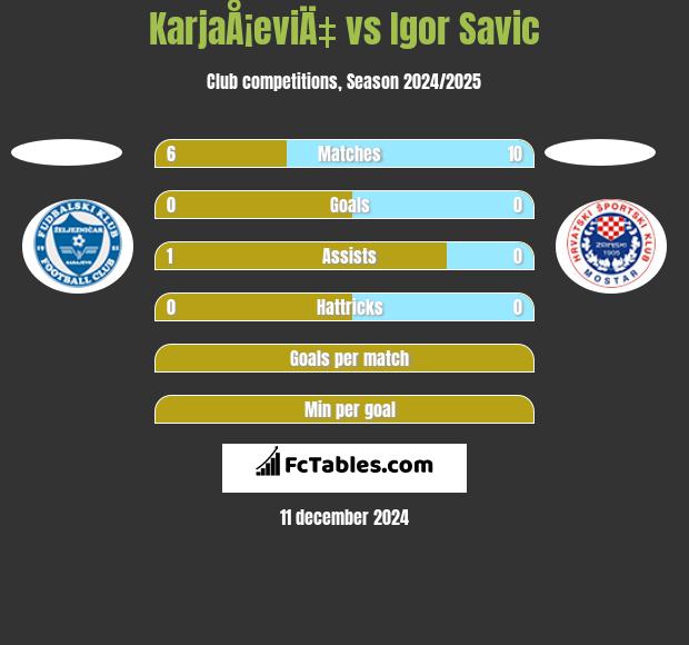 KarjaÅ¡eviÄ‡ vs Igor Savic h2h player stats