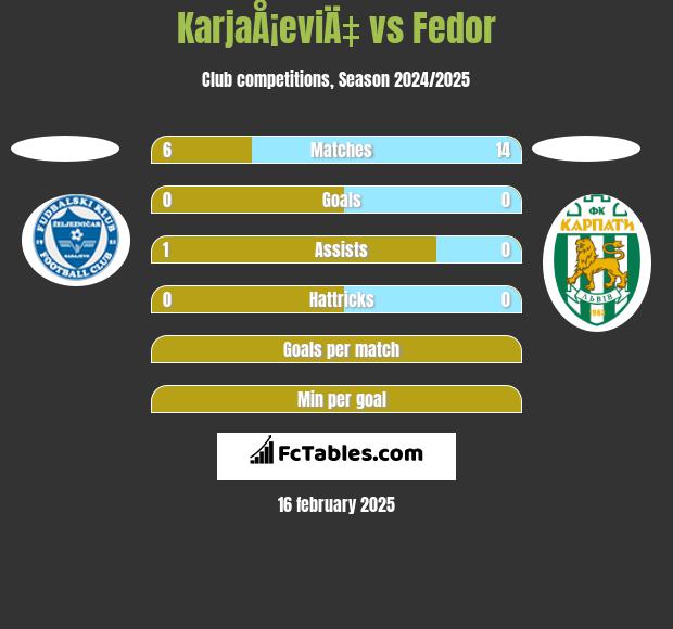 KarjaÅ¡eviÄ‡ vs Fedor h2h player stats