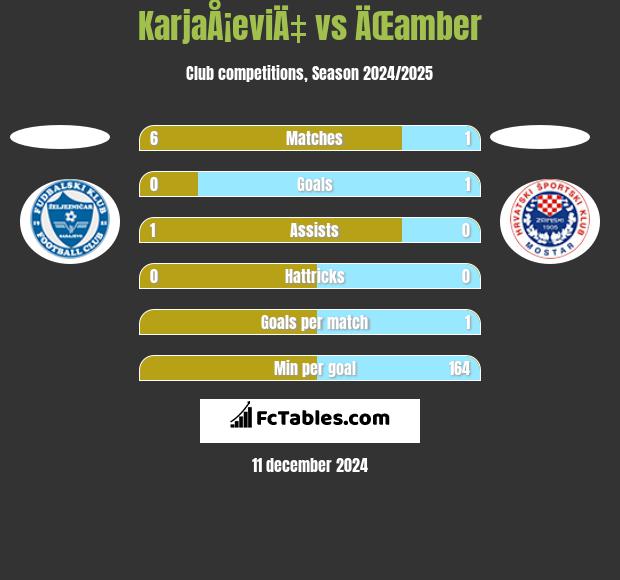 KarjaÅ¡eviÄ‡ vs ÄŒamber h2h player stats