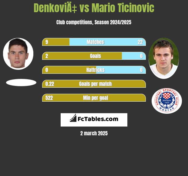 DenkoviÄ‡ vs Mario Ticinovic h2h player stats