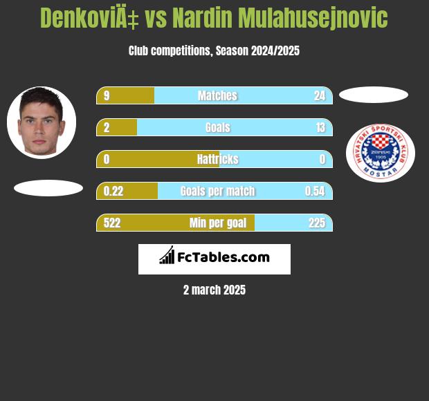 DenkoviÄ‡ vs Nardin Mulahusejnovic h2h player stats