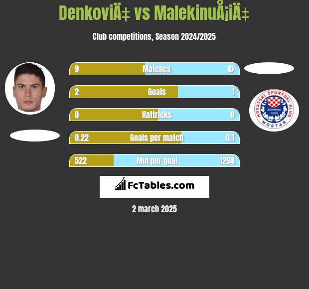 DenkoviÄ‡ vs MalekinuÅ¡iÄ‡ h2h player stats