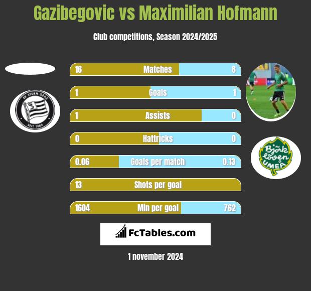 Gazibegovic vs Maximilian Hofmann h2h player stats