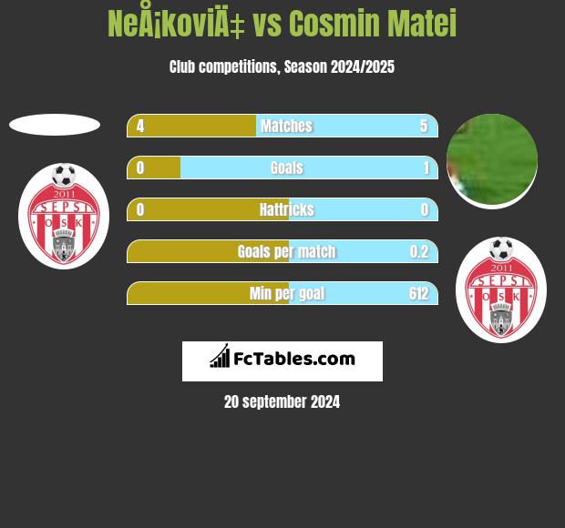 NeÅ¡koviÄ‡ vs Cosmin Matei h2h player stats