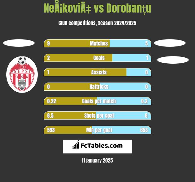 NeÅ¡koviÄ‡ vs Dorobanțu h2h player stats