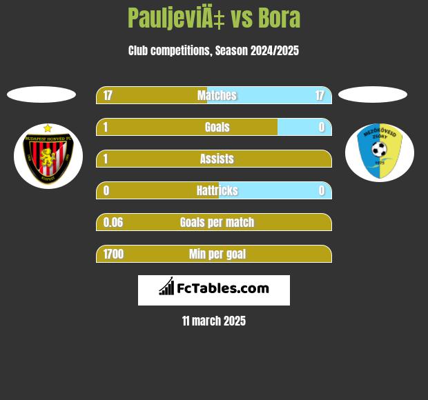 PauljeviÄ‡ vs Bora h2h player stats