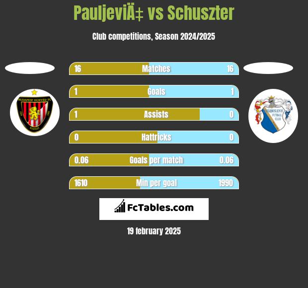 PauljeviÄ‡ vs Schuszter h2h player stats