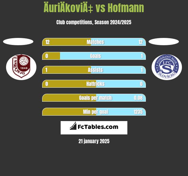 ÄuriÄkoviÄ‡ vs Hofmann h2h player stats