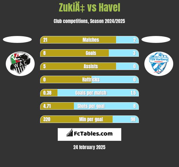 ZukiÄ‡ vs Havel h2h player stats