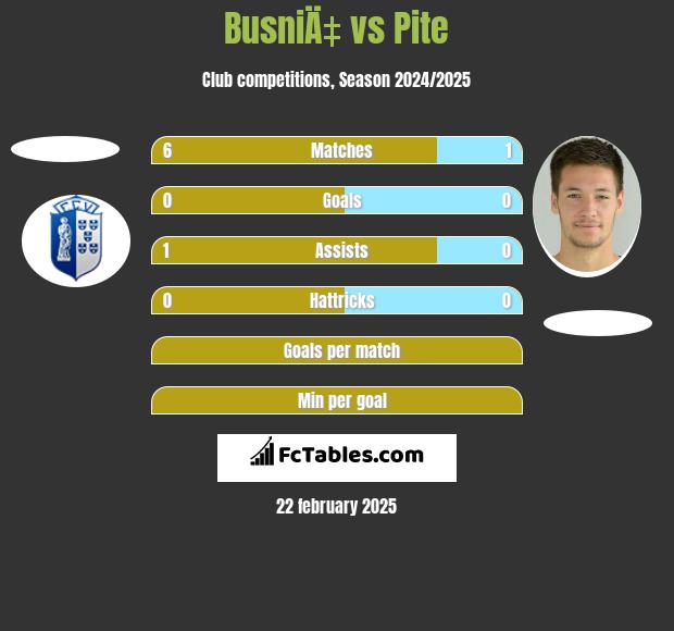 BusniÄ‡ vs Pite h2h player stats