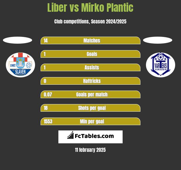 Liber vs Mirko Plantic h2h player stats