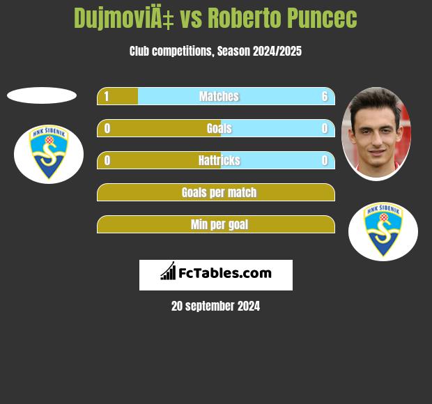 DujmoviÄ‡ vs Roberto Puncec h2h player stats