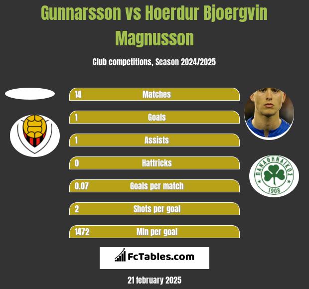 Gunnarsson vs Hoerdur Bjoergvin Magnusson h2h player stats