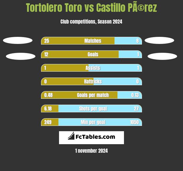 Tortolero Toro vs Castillo PÃ©rez h2h player stats