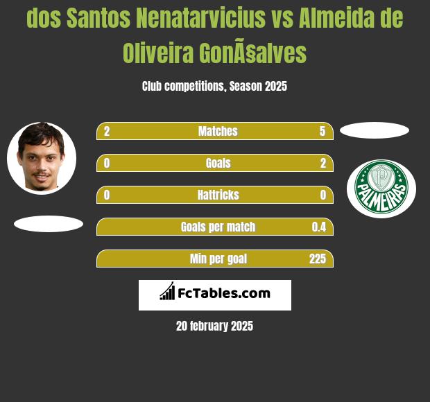 dos Santos Nenatarvicius vs Almeida de Oliveira GonÃ§alves h2h player stats