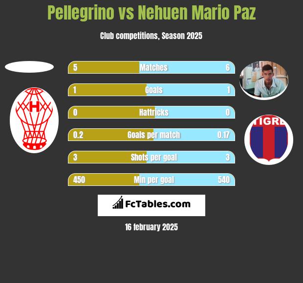 Pellegrino vs Nehuen Mario Paz h2h player stats