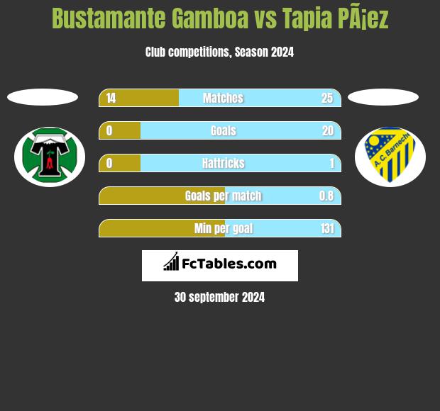 Bustamante Gamboa vs Tapia PÃ¡ez h2h player stats