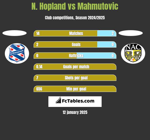 N. Hopland vs Mahmutovic h2h player stats