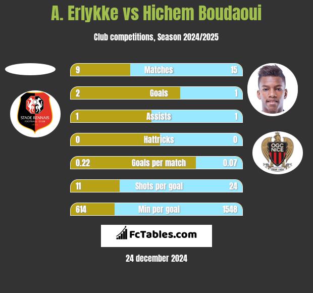 A. Erlykke vs Hichem Boudaoui h2h player stats