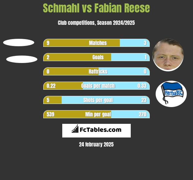 Schmahl vs Fabian Reese h2h player stats